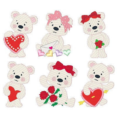 Valentine Bears Set - machine embroidery designs by embroiderytree.com