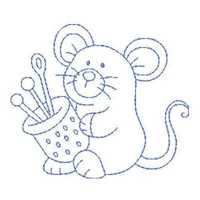 Roly poly sewing mouse machine embroidery design by embroiderytree.com