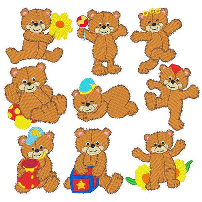 Fuzzy Bears machine embroidery designs by embroiderytree.com