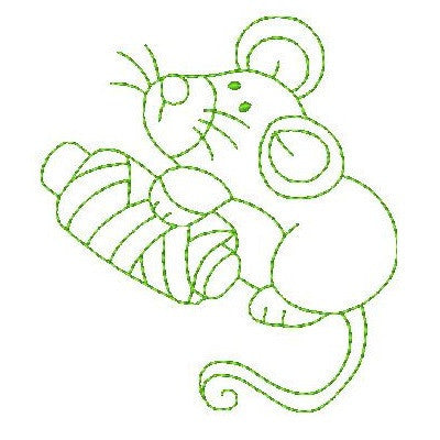 Roly poly sewing mouse machine embroidery design by embroiderytree.com