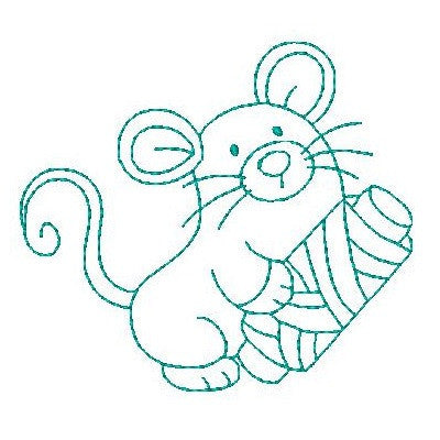 Roly poly sewing mouse machine embroidery design by embroiderytree.com