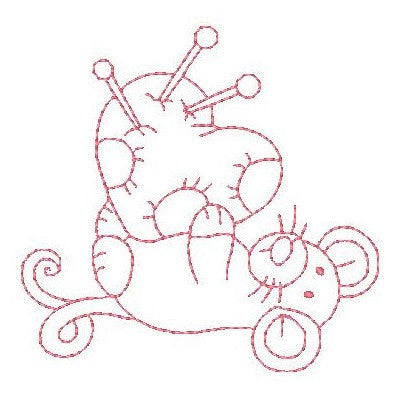 Roly poly sewing mouse machine embroidery design by embroiderytree.com