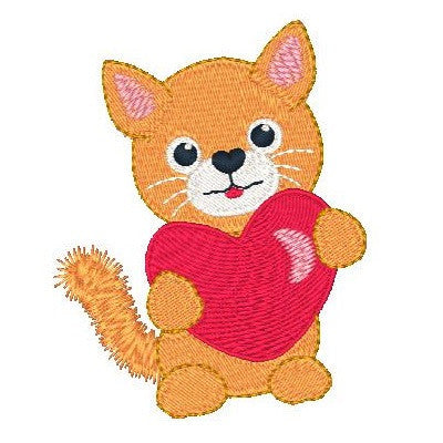 Valentine kitten machine embroidery designs by embroiderytree.com