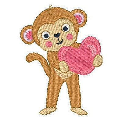 Valentine monkey machine embroidery designs by embroiderytree.com