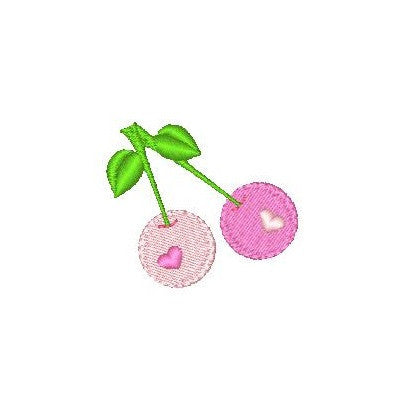 Mini fill stitch cherry machine embroidery design by rosiedayembroidery.com