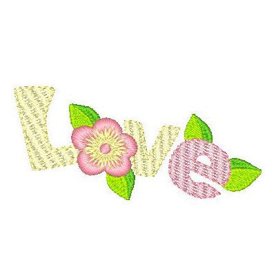 Floral love word Machine Embroidery Design by rosiedayembroidery.com