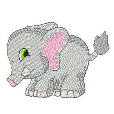 Baby elephant machine embroidery design by embroiderytree.com