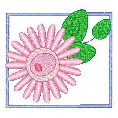 Garden Flower applique machine embroidery design by rosiedayembroidery.com