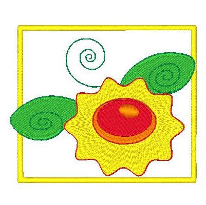 Garden Flower applique machine embroidery design by rosiedayembroidery.com