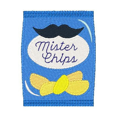 Potato chips machine embroidery design by rosiedayembroidery.com
