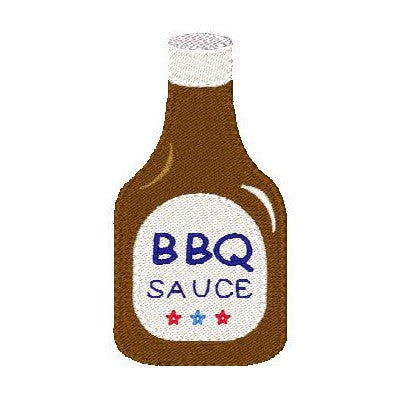Barbeque sauce bottle machine embroidery design by rosiedayembroidery.com