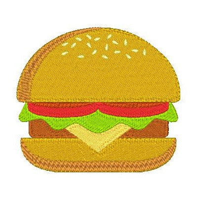 Hamburger machine embroidery design by rosiedayembroidery.com