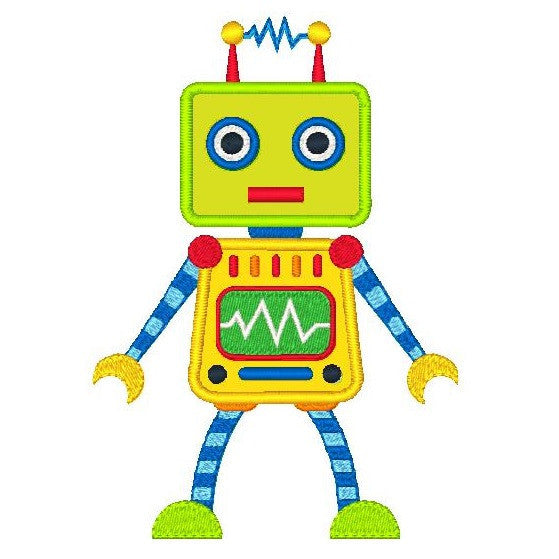 Robot Applique Machine Embroidery Design by embroiderytree.com