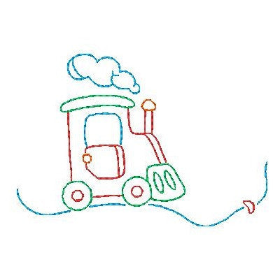 Train multi-colored linework machine embroidery design by rosiedayembroidery.com