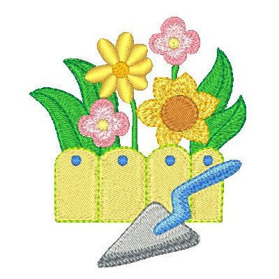 Fenced garden machine embroidery design by rosiedayembroidery.com