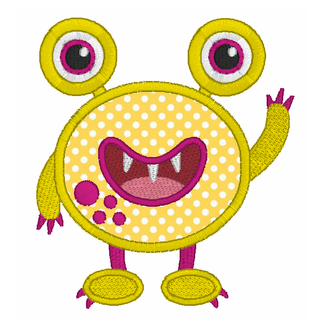 Monster applique machine embroidery design by rosiedayembroidery.com