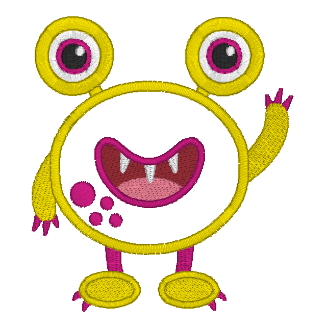 Monster applique machine embroidery design by rosiedayembroidery.com