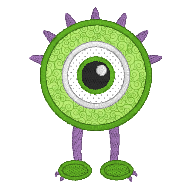 Monster applique machine embroidery design by embroiderytree.com