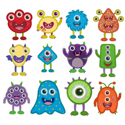 Monster applique machine embroidery designs by embroiderytree.com