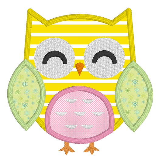 Owl applique machine embroidery design by rosiedayembroidery.com