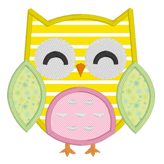 Owl applique machine embroidery design by embroiderytree.com