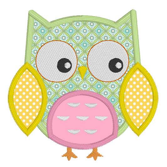 Owl applique machine embroidery design by rosiedayembroidery.com