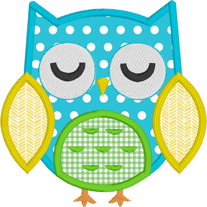 Owl applique machine embroidery design by rosiedayembroidery.com