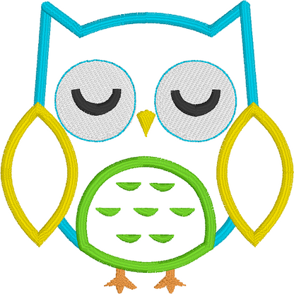 Owl applique machine embroidery design by rosiedayembroidery.com