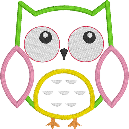 Owl applique machine embroidery design by rosiedayembroidery.com