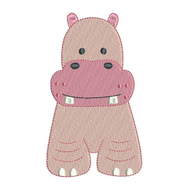 Baby hippo machine embroidery designs by rosiedayembroidery.com
