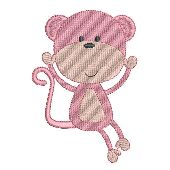 Baby monkey fill stitch machine embroidery design by rosiedayembroidery.com
