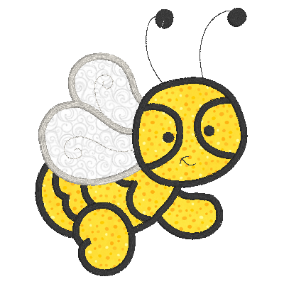 Bee applique machine embroidery design by rosiedayembroidery.com