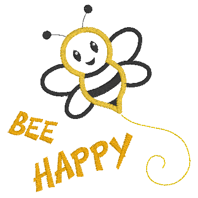 Bee Happy applique machine embroidery design by rosiedayembroidery.com