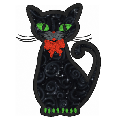 Halloween cat applique machine embroidery design by rosiedayembroidery.com