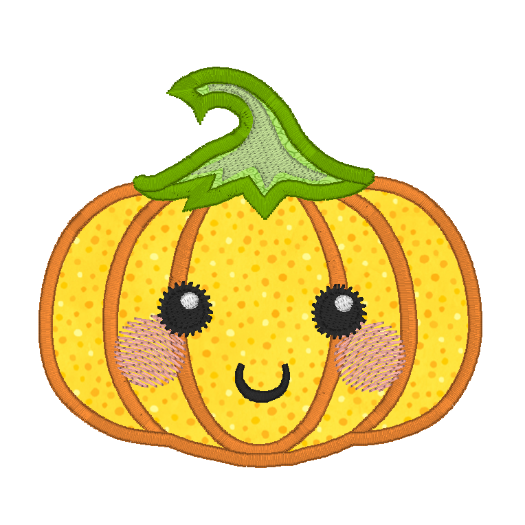 Halloween Kawaii pumpkin applique machine embroidery design by rosiedayembroidery.com