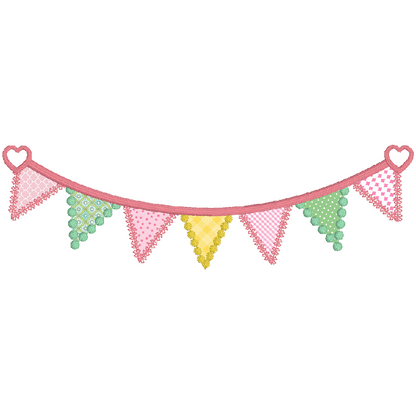 Applique bunting machine embroidery design by rosiedayembroidery.com