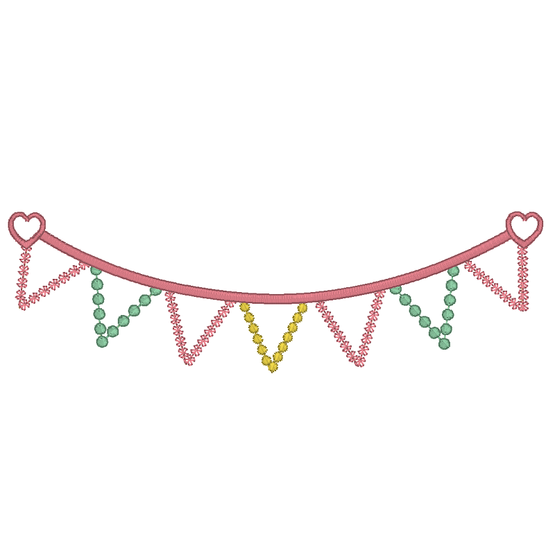 Applique bunting machine embroidery design by rosiedayembroidery.com