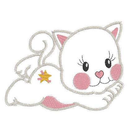 Kitten Applique Machine Embroidery Design by rosiedayembroidery.com