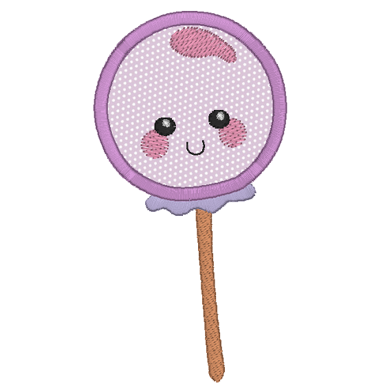 Kawaii lollipop applique machine embroidery design by rosiedayembroidery.com