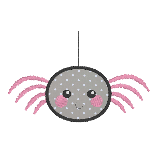 Kawaii spider applique machine embroidery design by rosiedayembroidery.com