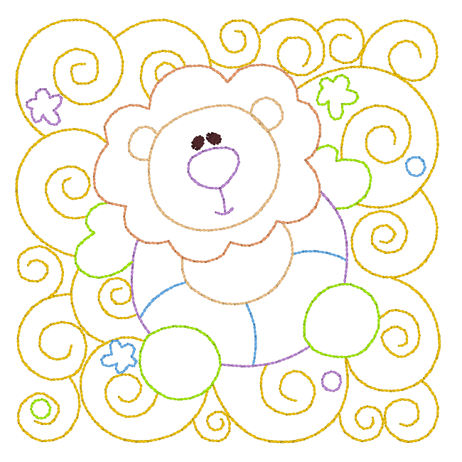 Baby quilt block linework machine embroidery design by rosiedayembroidery.com