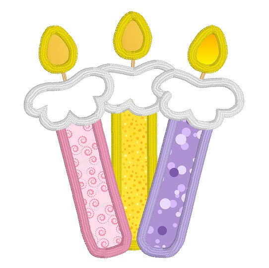 Birthday candles applique machine embroidery design by rosiedayembroidery.com