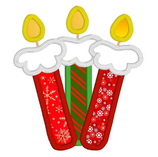 Christmas candles applique machine embroidery design by rosiedayembroidery.com
