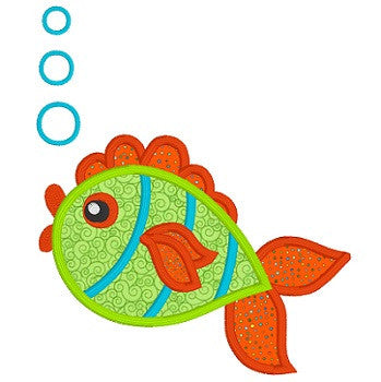 Colorful fish applique machine embroidery design by rosiedayembroidery.com