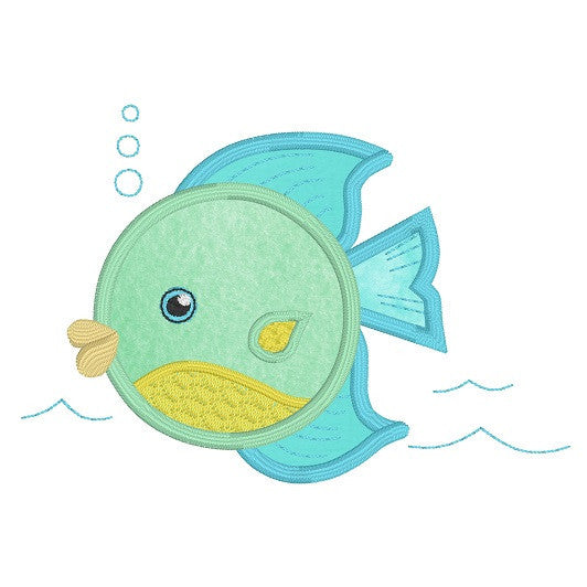 Cute fish applique machine embroidery design by rosiedayembroidery.com