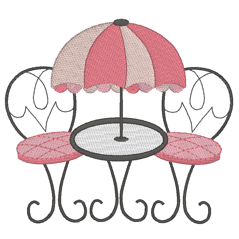 French alfresco cafe setting machine embroidery design by rosiedayembroidery.com