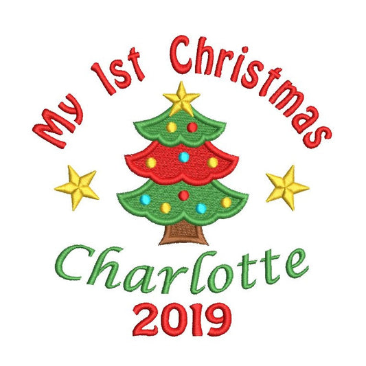 My 1st Christmas - machine embroidery template design by rosiedayembroidery.com