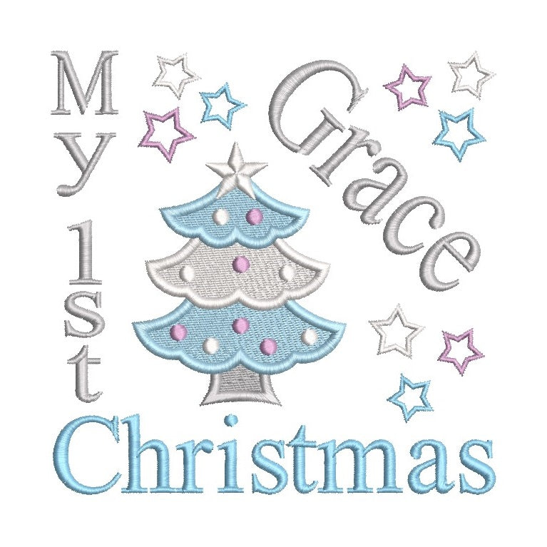 My 1st Christmas - machine embroidery template design by rosiedayembroidery.com