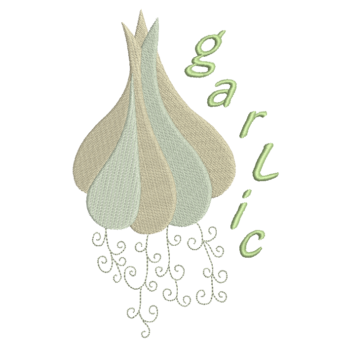 Garlic knob machine embroidery design by rosiedayembroidery.com