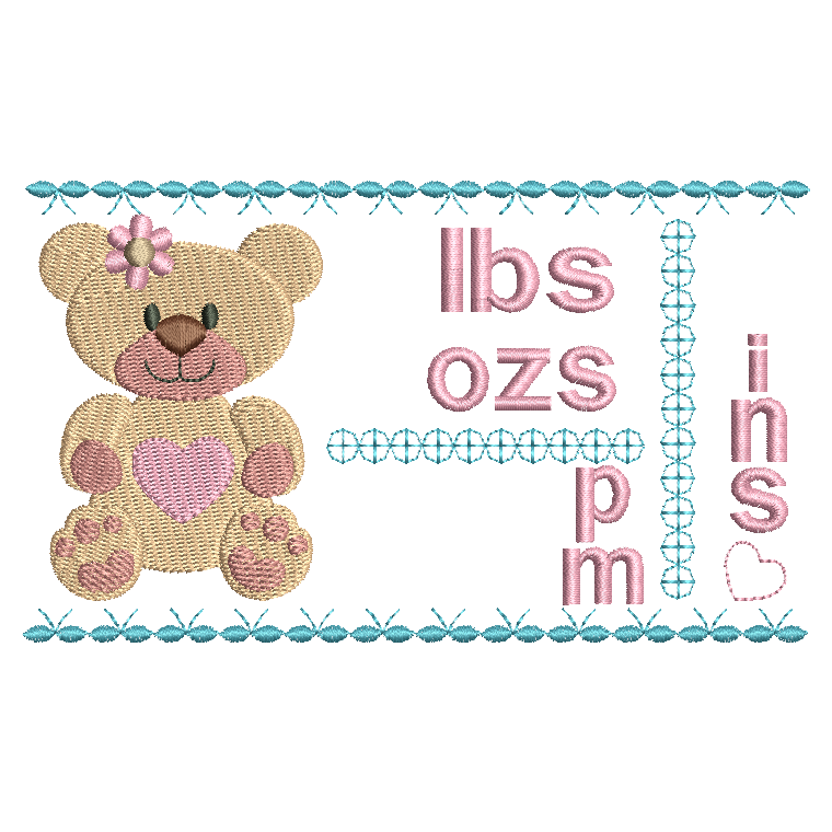 Baby birth announcement template machine embroidery design by rosiedayembroidery.com